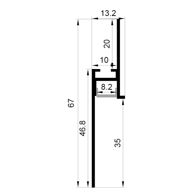 Drywall Lighted Baseboard LED Profile For 8mm Light Strip Drywall Lighted Baseboard LED Profile For 8mm Light Strip
